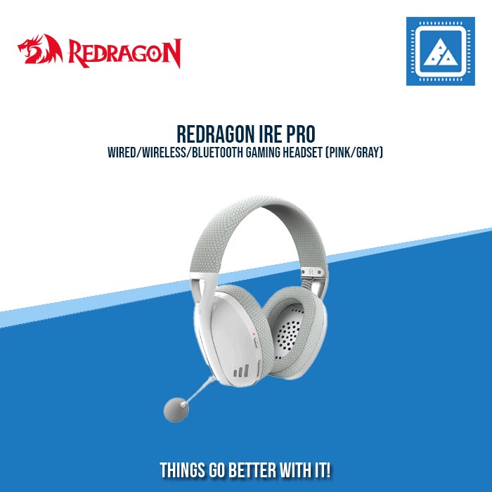 REDRAGON IRE PRO WIRED/WIRELESS/BLUETOOTH GAMING HEADSET (PINK/GRAY) REDRAGON IRE PRO WIRED/WIRELESS/BLUETOOTH GAMING HEADSET (PINK/GRAY)